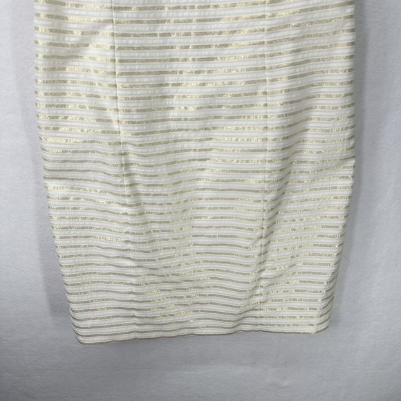 Lilly Pulitzer Henley Corded Organza Gold Stripe Knee Length Dress Size 8 - Picture 4 of 16